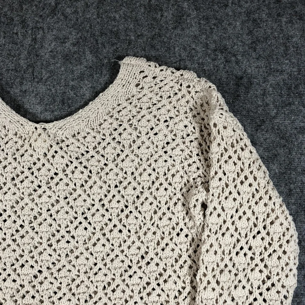 Artelier Nicole Miller Sweater‎ Womens Large Cream Open Knit Crochet